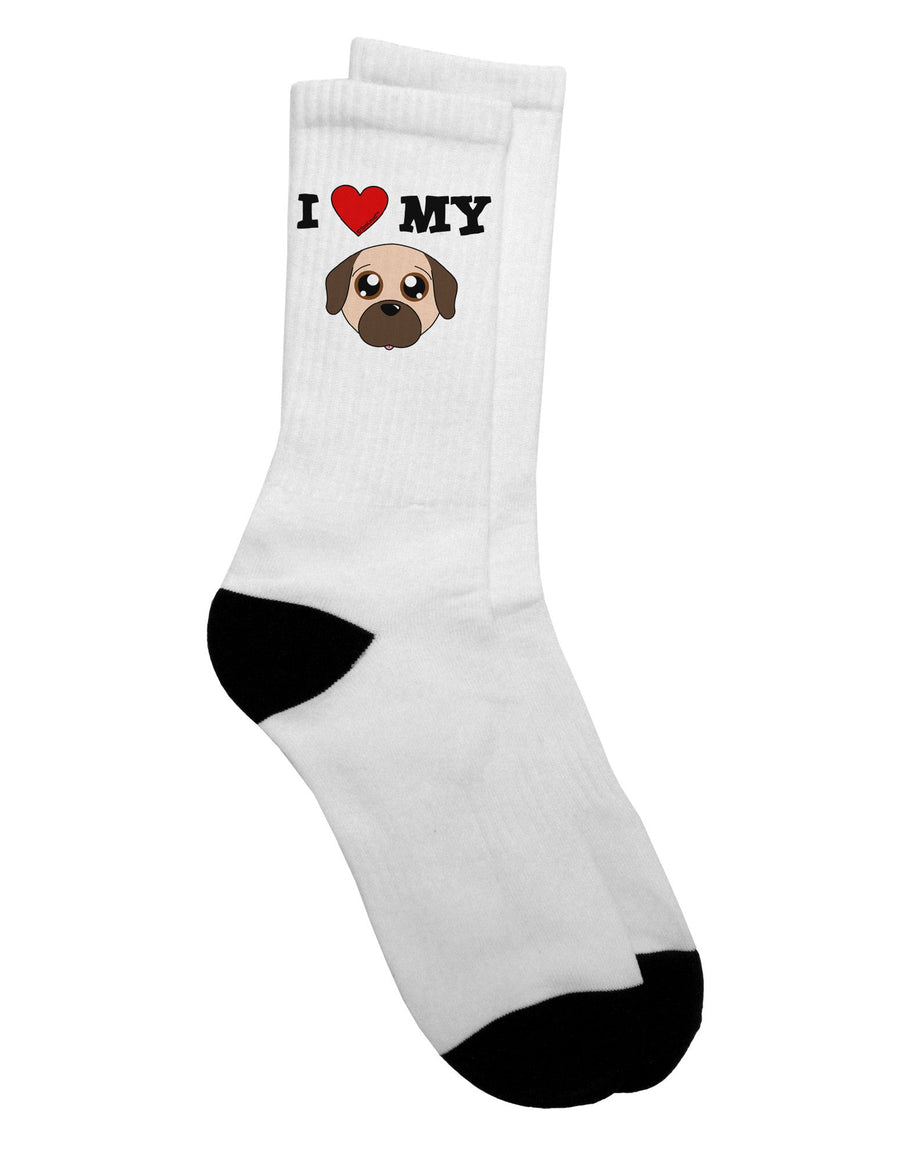 Adorable Fawn Adult Crew Socks featuring Cute Pug Dog - by TooLoud-Socks-TooLoud-White-Ladies-4-6-Davson Sales