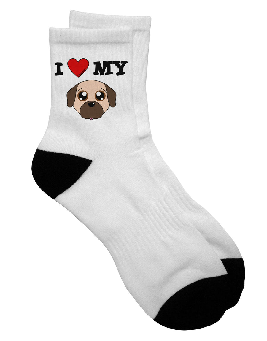 Adorable Fawn Adult Short Socks featuring Cute Pug Dog - by TooLoud-Socks-TooLoud-White-Ladies-4-6-Davson Sales