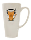 Adorable Feline with Headphones - 16 oz Conical Latte Coffee Mug - TooLoud-Conical Latte Mug-TooLoud-White-Davson Sales