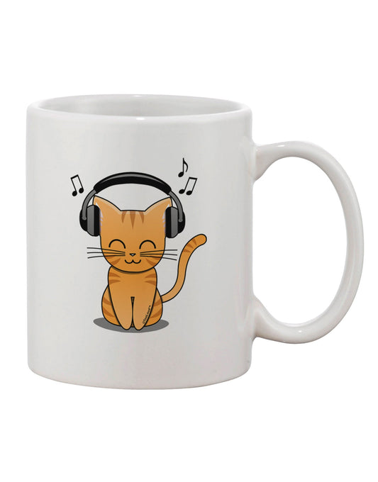 Adorable Feline with Headphones Design - 11 oz Coffee Mug TooLoud-11 OZ Coffee Mug-TooLoud-White-Davson Sales