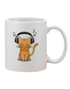 Adorable Feline with Headphones Design - 11 oz Coffee Mug TooLoud-11 OZ Coffee Mug-TooLoud-White-Davson Sales