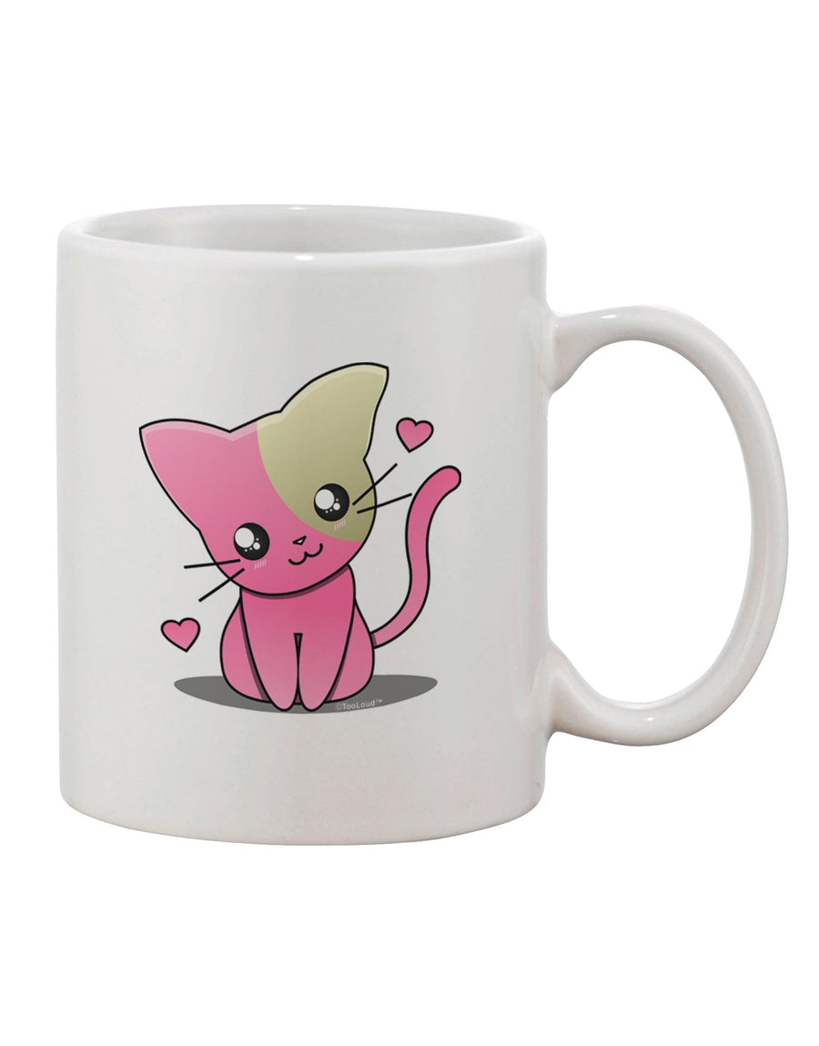 Adorable Kawaii Kitty Printed 11 oz Coffee Mug - Perfect for Sipping in Style TooLoud-11 OZ Coffee Mug-TooLoud-White-Davson Sales