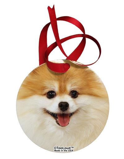 Adorable Pomeranian 1 Circular Metal Ornament All Over Print-Ornament-TooLoud-White-Davson Sales