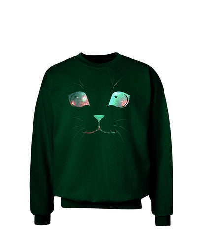 Adorable Space Cat Adult Dark Sweatshirt by-Sweatshirts-TooLoud-Deep-Forest-Green-Small-Davson Sales