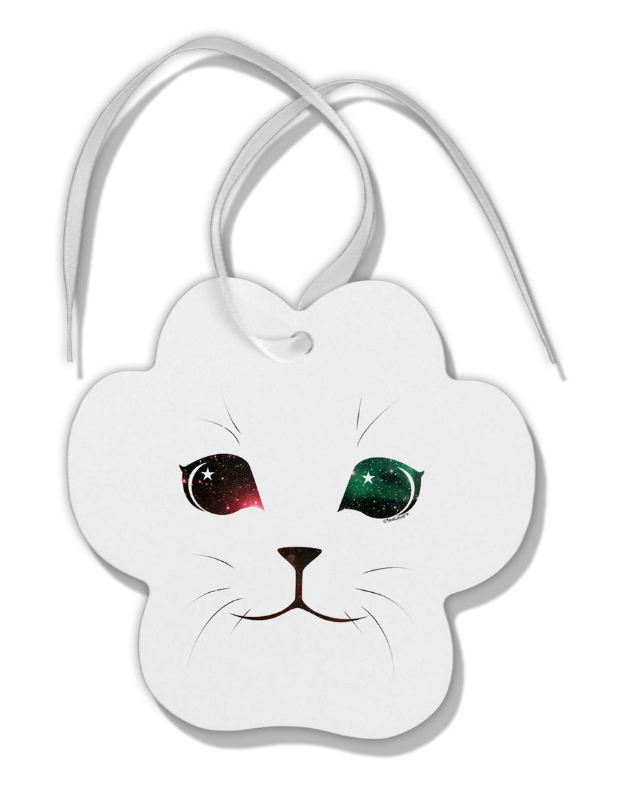 Adorable Space Cat Paw Print Shaped Ornament by TooLoud-Ornament-TooLoud-White-Davson Sales