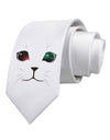 Adorable Space Cat Printed White Necktie by