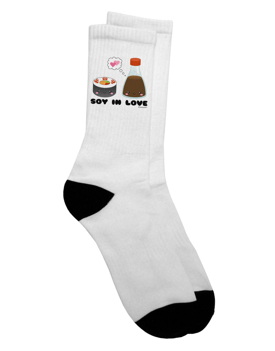 Adorable Sushi and Soy Sauce - Soy In Love Adult Crew Socks - by TooLoud-Socks-TooLoud-White-Ladies-4-6-Davson Sales