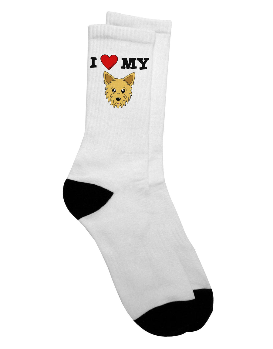 Adorable Yorkshire Terrier Yorkie Dog Adult Crew Socks - Designed by TooLoud-Socks-TooLoud-White-Ladies-4-6-Davson Sales
