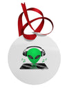 Alien DJ Circular Metal Ornament-Ornament-TooLoud-White-Davson Sales