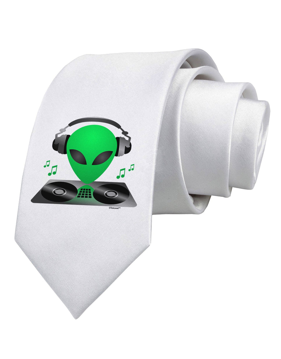 Alien DJ Printed White Necktie