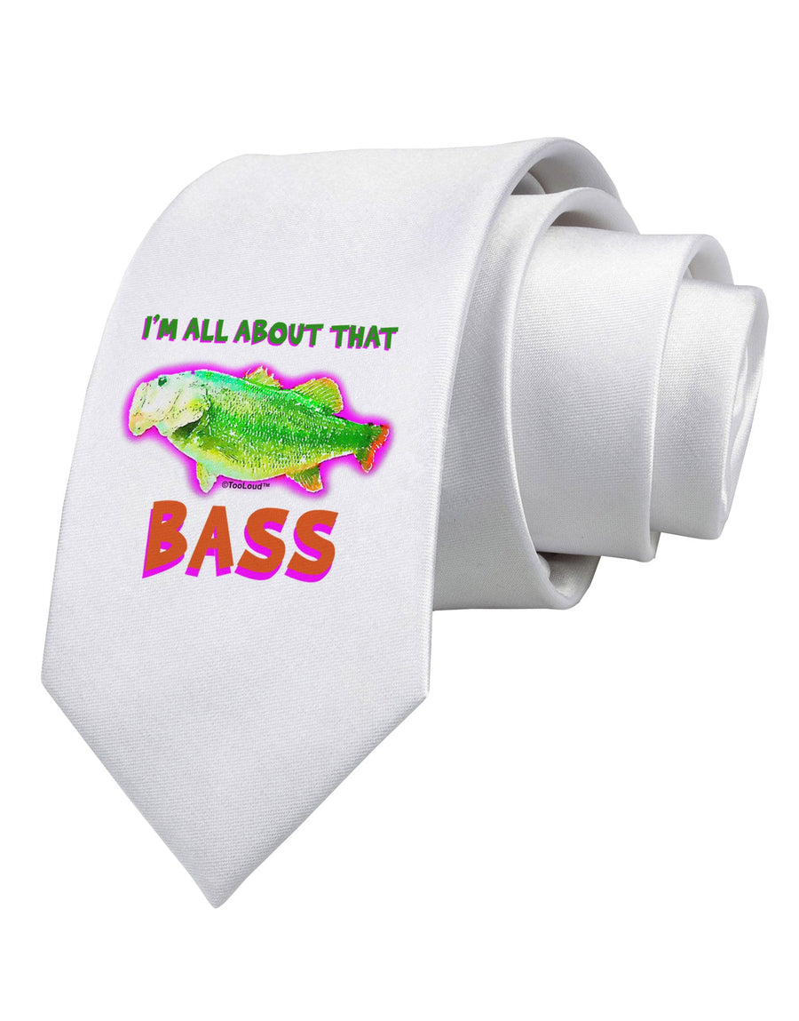 All About That Bass Fish Watercolor Printed White Necktie