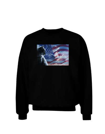 All American Cat Adult Dark Sweatshirt by TooLoud-Sweatshirts-TooLoud-Black-Small-Davson Sales