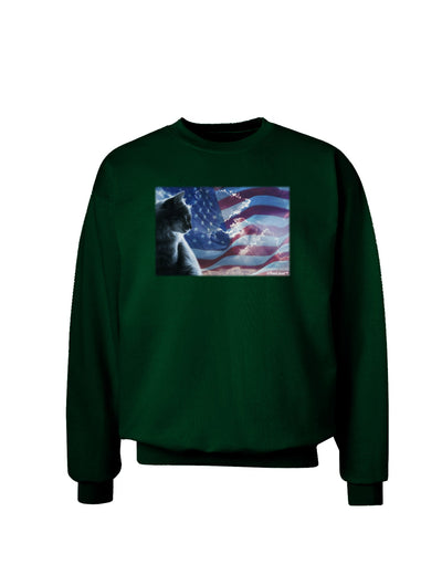 All American Cat Adult Dark Sweatshirt by TooLoud-Sweatshirts-TooLoud-Deep-Forest-Green-Small-Davson Sales