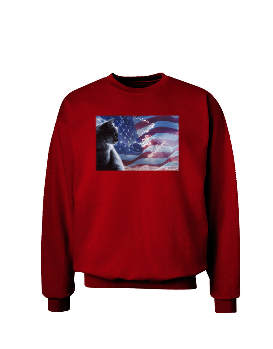 All American Cat Adult Dark Sweatshirt by TooLoud-Sweatshirts-TooLoud-Black-Small-Davson Sales