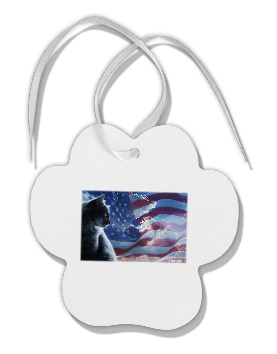 All American Cat Paw Print Shaped Ornament by TooLoud-Ornament-TooLoud-White-Davson Sales