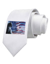 All American Cat Printed White Necktie by TooLoud