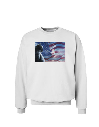 All American Cat Sweatshirt by TooLoud-Sweatshirts-TooLoud-White-Small-Davson Sales