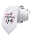 All American Girl - Fireworks and Heart Printed White Necktie by TooLoud