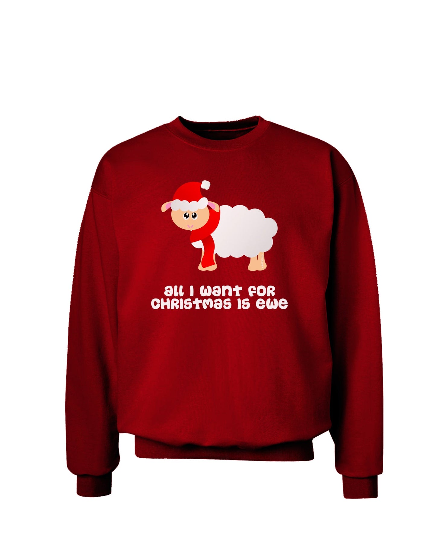 All I Want For Christmas Is Ewe Sheep Adult Dark Sweatshirt-Sweatshirts-TooLoud-Deep-Red-Small-Davson Sales
