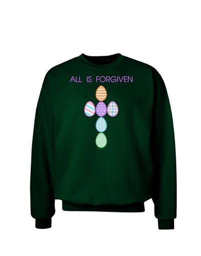 All is forgiven Cross Faux Applique Adult Dark Sweatshirt-Sweatshirts-TooLoud-Deep-Forest-Green-Small-Davson Sales