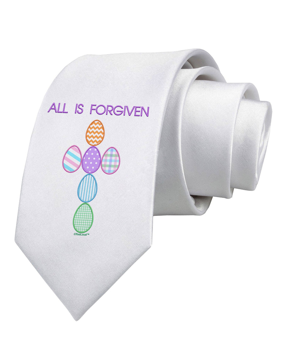 All is forgiven Cross Faux Applique Printed White Necktie