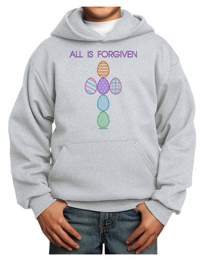 All is forgiven Cross Faux Applique Youth Hoodie Pullover Sweatshirt-Youth Hoodie-TooLoud-Ash-XS-Davson Sales