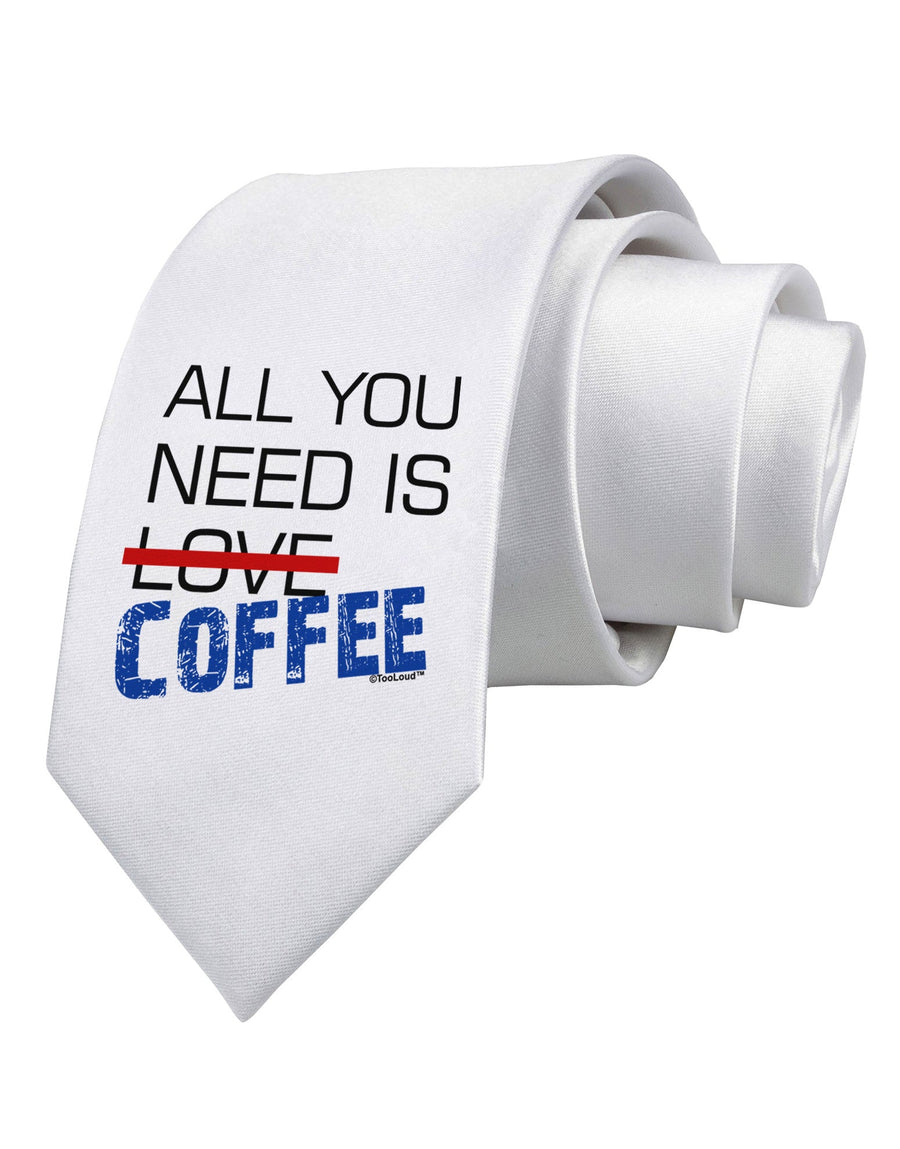 All You Need Is Coffee Printed White Necktie