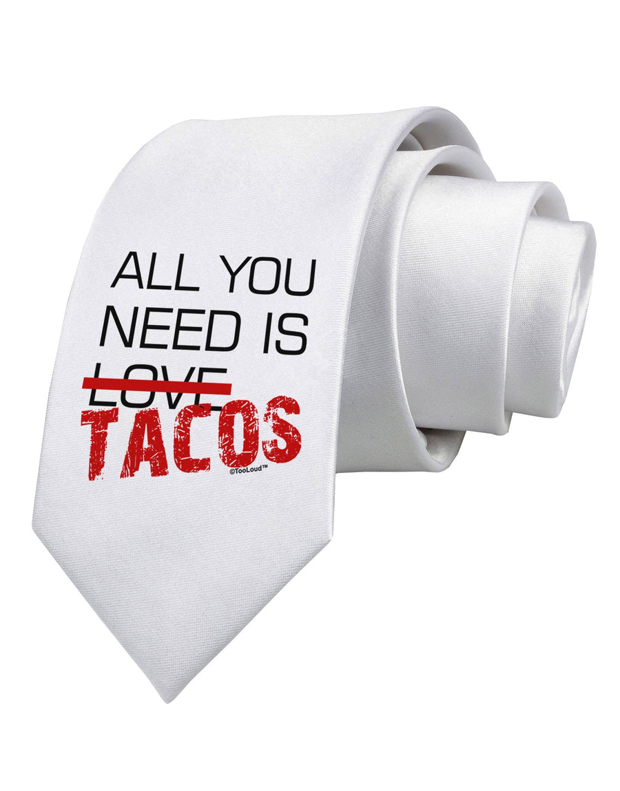 All You Need Is Tacos Printed White Necktie