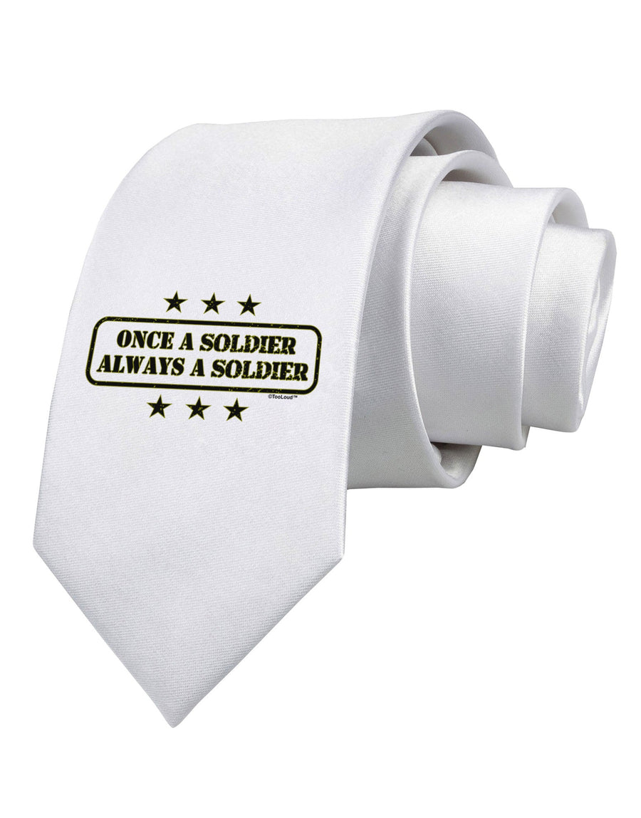 Always A Soldier Printed White Necktie