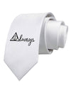 Always Magic Symbol Cursive Printed White Necktie by TooLoud