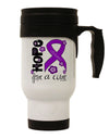 Alzheimer's Disease Awareness - Elegant Purple Ribbon - Floral Stainless Steel 14 OZ Travel Mug - TooLoud-Travel Mugs-TooLoud-White-Davson Sales