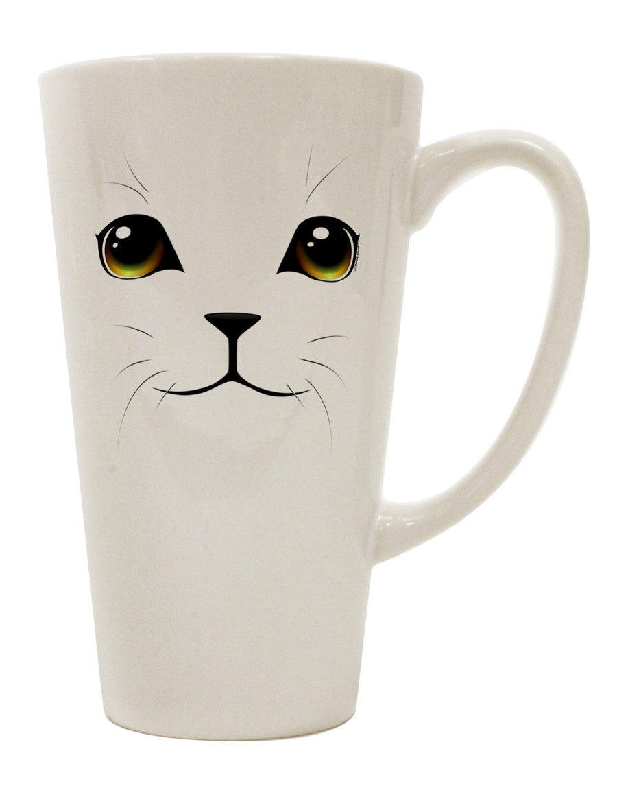 Amber-Eyed Feline Charm: A Captivating 16 Ounce Conical Latte Coffee Mug - TooLoud-Conical Latte Mug-TooLoud-White-Davson Sales