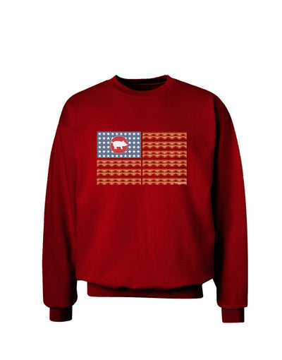 American Bacon Flag Adult Dark Sweatshirt-Sweatshirts-TooLoud-Deep-Red-Small-Davson Sales