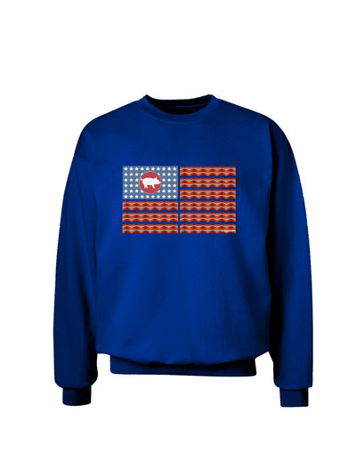 American Bacon Flag Adult Dark Sweatshirt-Sweatshirts-TooLoud-Deep-Royal-Blue-Small-Davson Sales