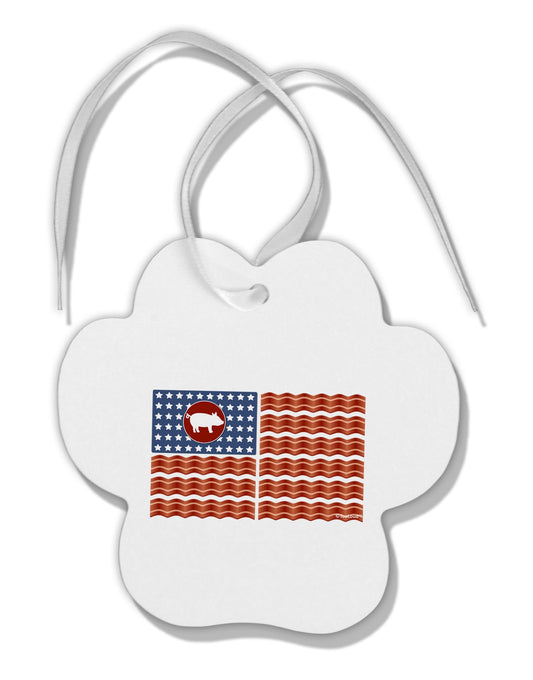 American Bacon Flag Paw Print Shaped Ornament-Ornament-TooLoud-White-Davson Sales
