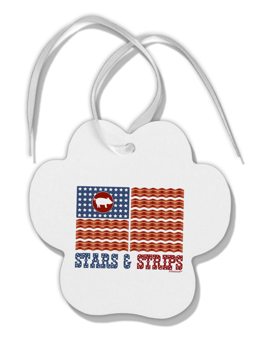 American Bacon Flag - Stars and Strips Paw Print Shaped Ornament-Ornament-TooLoud-White-Davson Sales