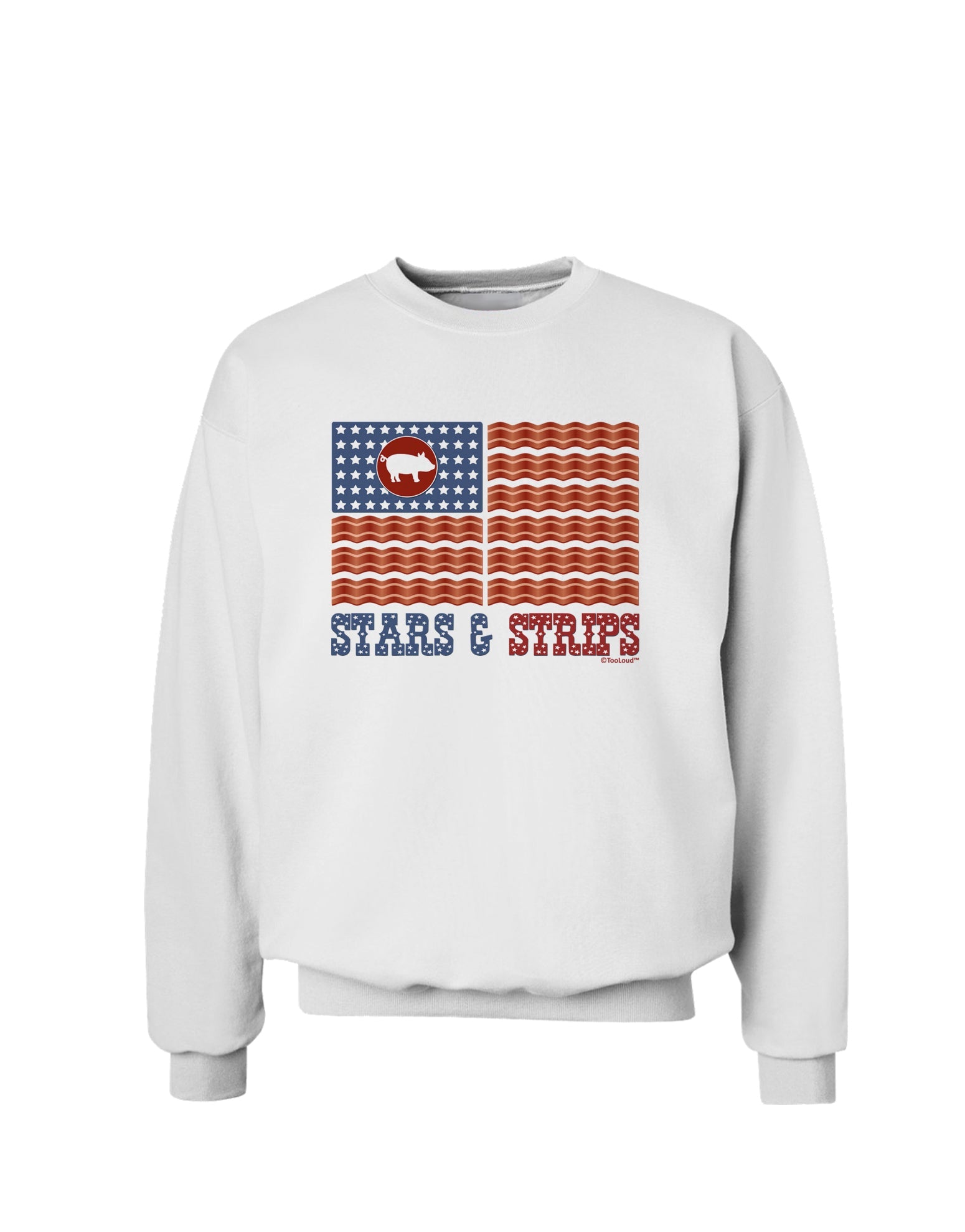 American Bacon Flag - Stars and Strips Sweatshirt-Sweatshirts-TooLoud-White-Small-Davson Sales