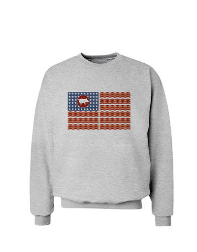 American Bacon Flag Sweatshirt-Sweatshirts-TooLoud-AshGray-Small-Davson Sales