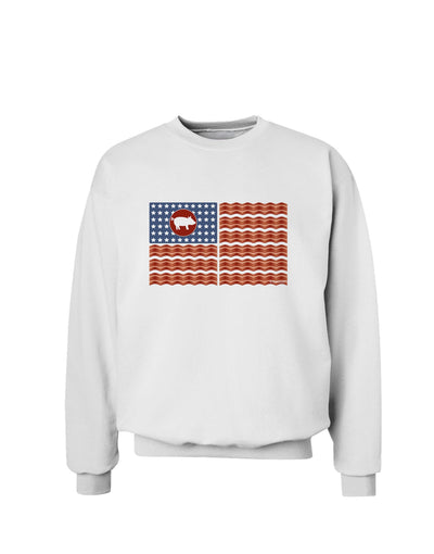 American Bacon Flag Sweatshirt-Sweatshirts-TooLoud-White-Small-Davson Sales