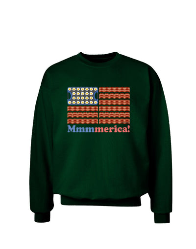 American Breakfast Flag - Bacon and Eggs - Mmmmerica Adult Dark Sweatshirt-Sweatshirts-TooLoud-Deep-Forest-Green-Small-Davson Sales