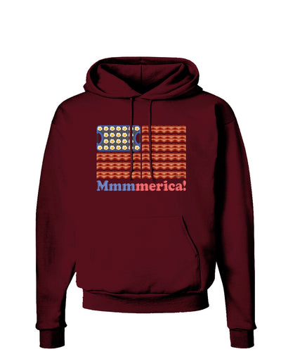 American Breakfast Flag - Bacon and Eggs - Mmmmerica Dark Hoodie Sweatshirt-Hoodie-TooLoud-Maroon-Small-Davson Sales