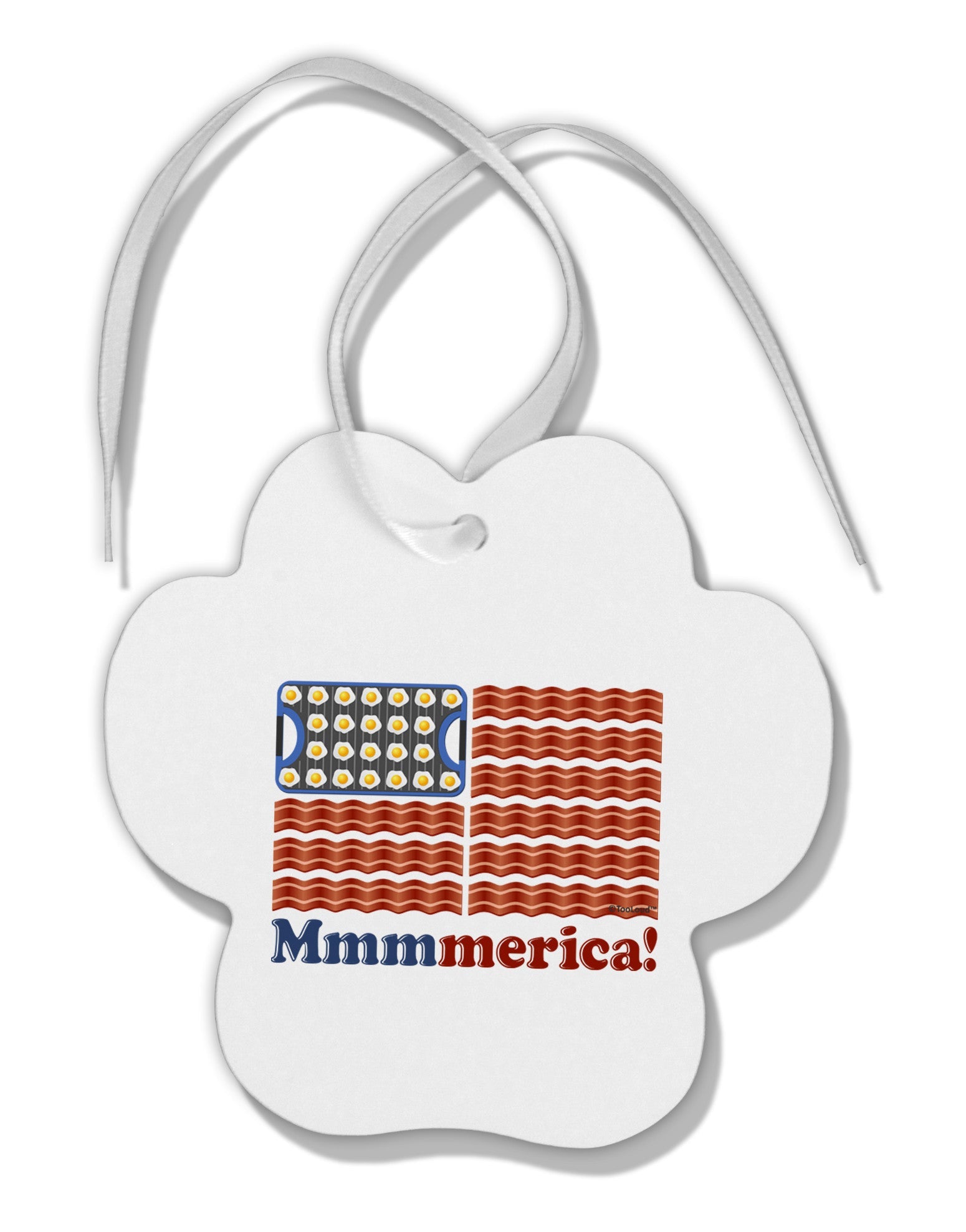 American Breakfast Flag - Bacon and Eggs - Mmmmerica Paw Print Shaped Ornament-Ornament-TooLoud-White-Davson Sales