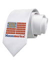 American Breakfast Flag - Bacon and Eggs - Mmmmerica Printed White Necktie