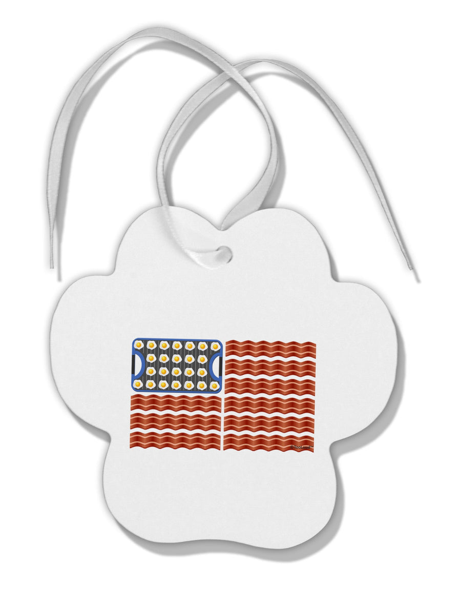 American Breakfast Flag - Bacon and Eggs Paw Print Shaped Ornament-Ornament-TooLoud-White-Davson Sales