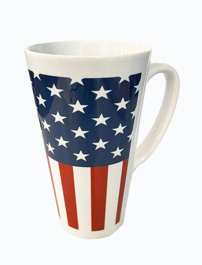 American Flag Conical Latte Coffee Mug - Perfect for Patriotic Sips TooLoud-Conical Latte Mug-TooLoud-White-Davson Sales