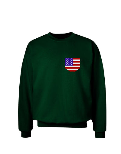 American Flag Faux Pocket Design Adult Dark Sweatshirt by TooLoud-Sweatshirts-TooLoud-Deep-Forest-Green-Small-Davson Sales