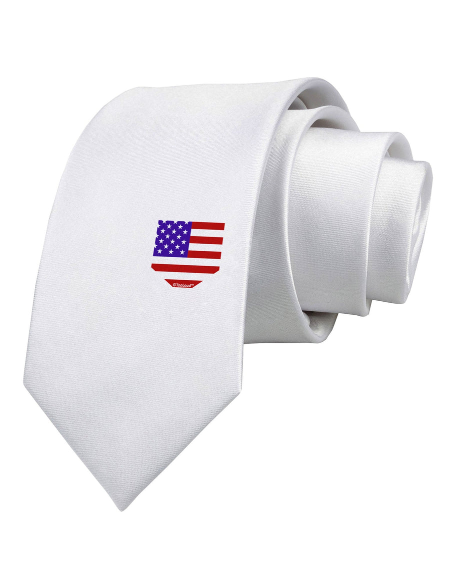 American Flag Faux Pocket Design Printed White Necktie by TooLoud