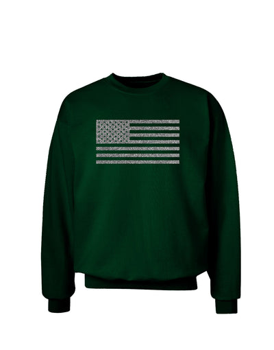 American Flag Glitter - Silver Adult Dark Sweatshirt-Sweatshirts-TooLoud-Deep-Forest-Green-Small-Davson Sales