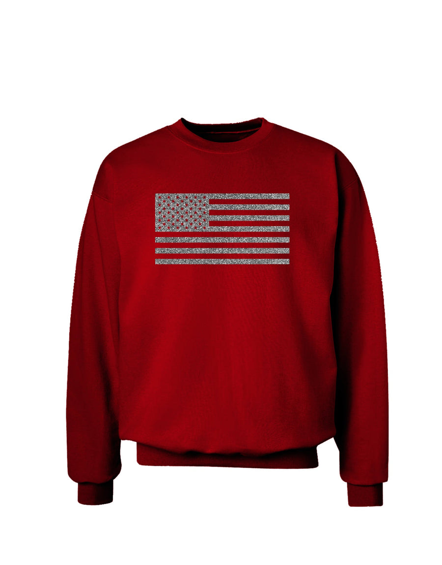 American Flag Glitter - Silver Adult Dark Sweatshirt-Sweatshirts-TooLoud-Black-Small-Davson Sales