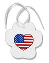 American Flag Heart Design Paw Print Shaped Ornament by TooLoud-Ornament-TooLoud-White-Davson Sales